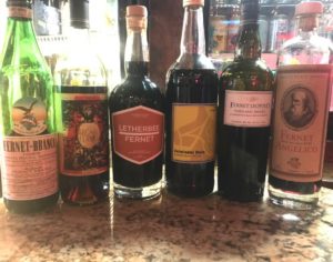 Various Fernets Liquors